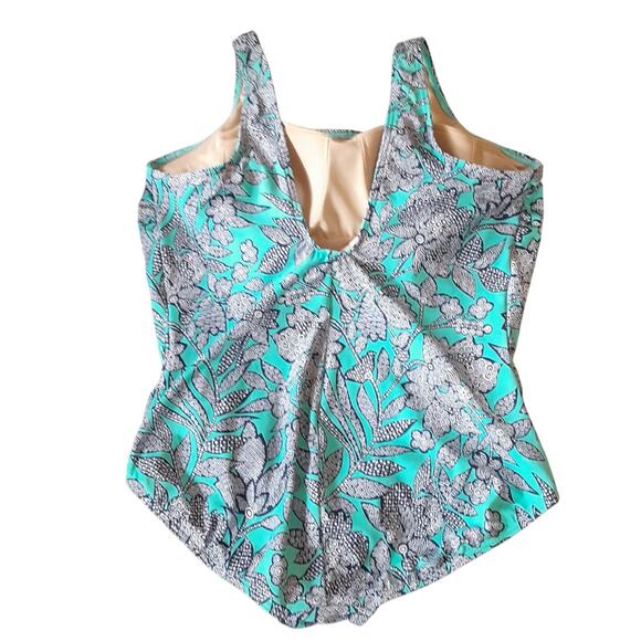 Lands End One Piece Swimsuit Tugless Tummy Control Lined Bathing Suit Womens 22 - Picture 2 of 9